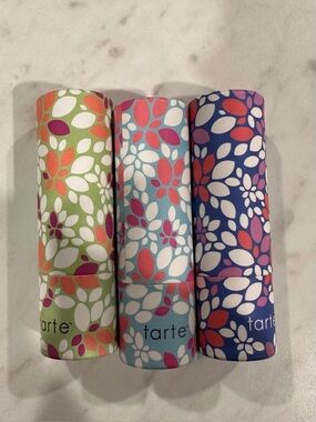 Tarte Floral Print Lipsticks-ALL BRAND NEW- colors mauve, watermelon and peach